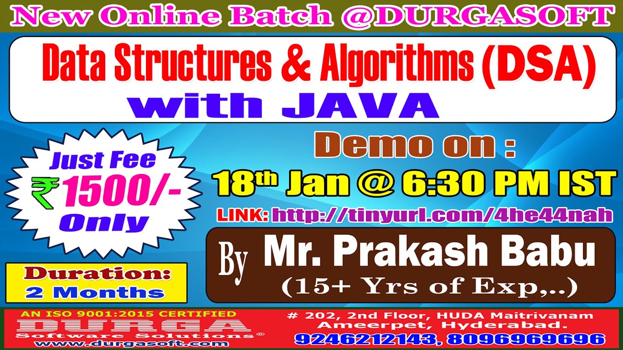 Data Structures & Algorithms with JAVA Online Training @ DURGASOFT ...