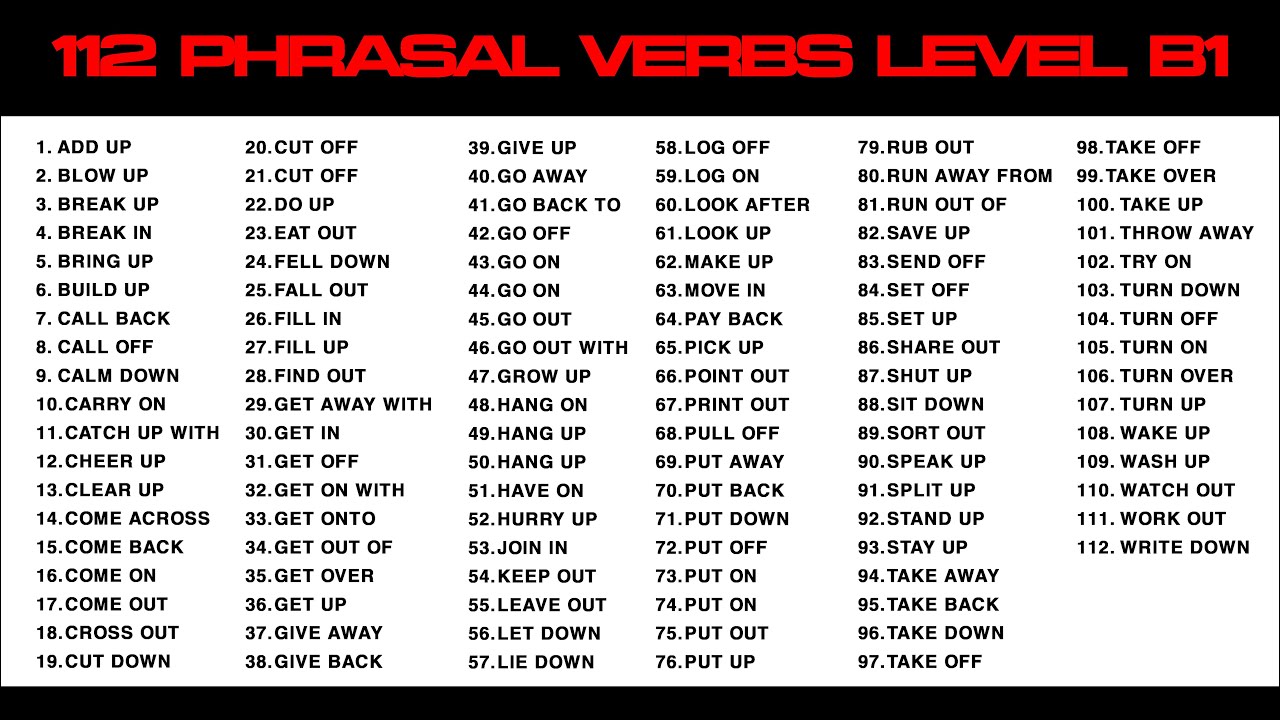 112 PHRASAL VERBS LEVEL B1 - YouTube