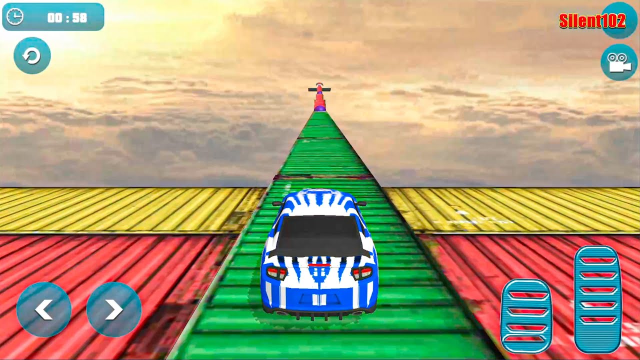 Stunt Car Impossible Track Challenge - Blue Sport Car Driving Simulator - Android Gameplay