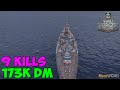 World of WarShips | Gneisenau | 9 KILLS | 173K Damage - Replay Gameplay 4K 60 fps