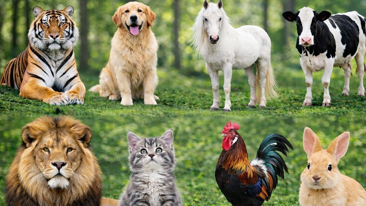 Real Farm & Wild Animal Sounds | Cow, Dog, Cat, Chicken, Pig, Buffalo ...