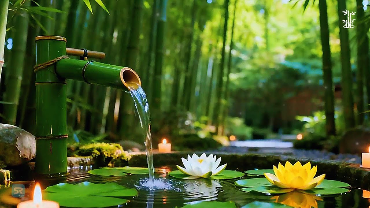 Peaceful Bamboo Fountain Ambience | Relaxing Music & Flowing Water Sounds | Nature Relaxation