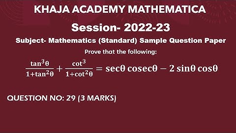 Prove that the following:   (tan^3 θ)/(1+tan^2 θ)+cot^3/(1+cot^2 θ)=secθ⁡cosecθ-2 sinθ⁡cosθ