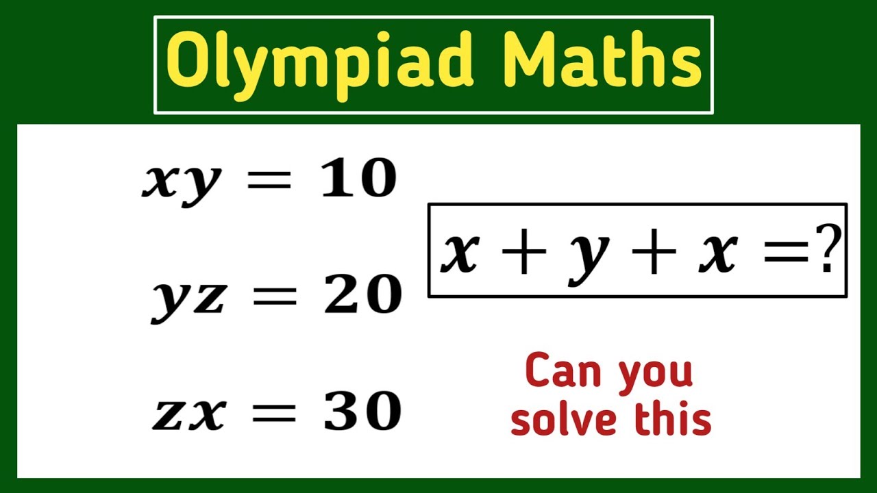 【to-y】 xy=10,yz=20,zx=30||German Olympiad math question|| brain buster