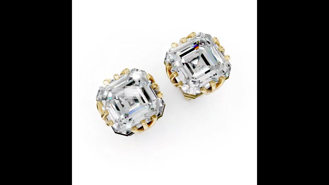 Asscher Brilliant Lab Grown Diamond Stud Earrings