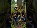 Bushcraft: They built unreal cabin in tree roots 🌲🏡 #bushcraft #survival #offgridliving #outdoorlife