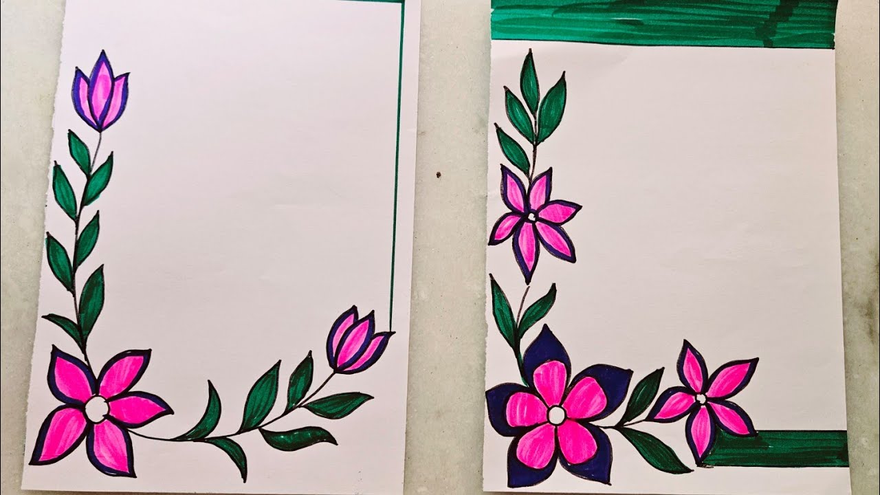 Project Work Design Flower Simple flower drawing flower for project ||border design by pencil easy ...