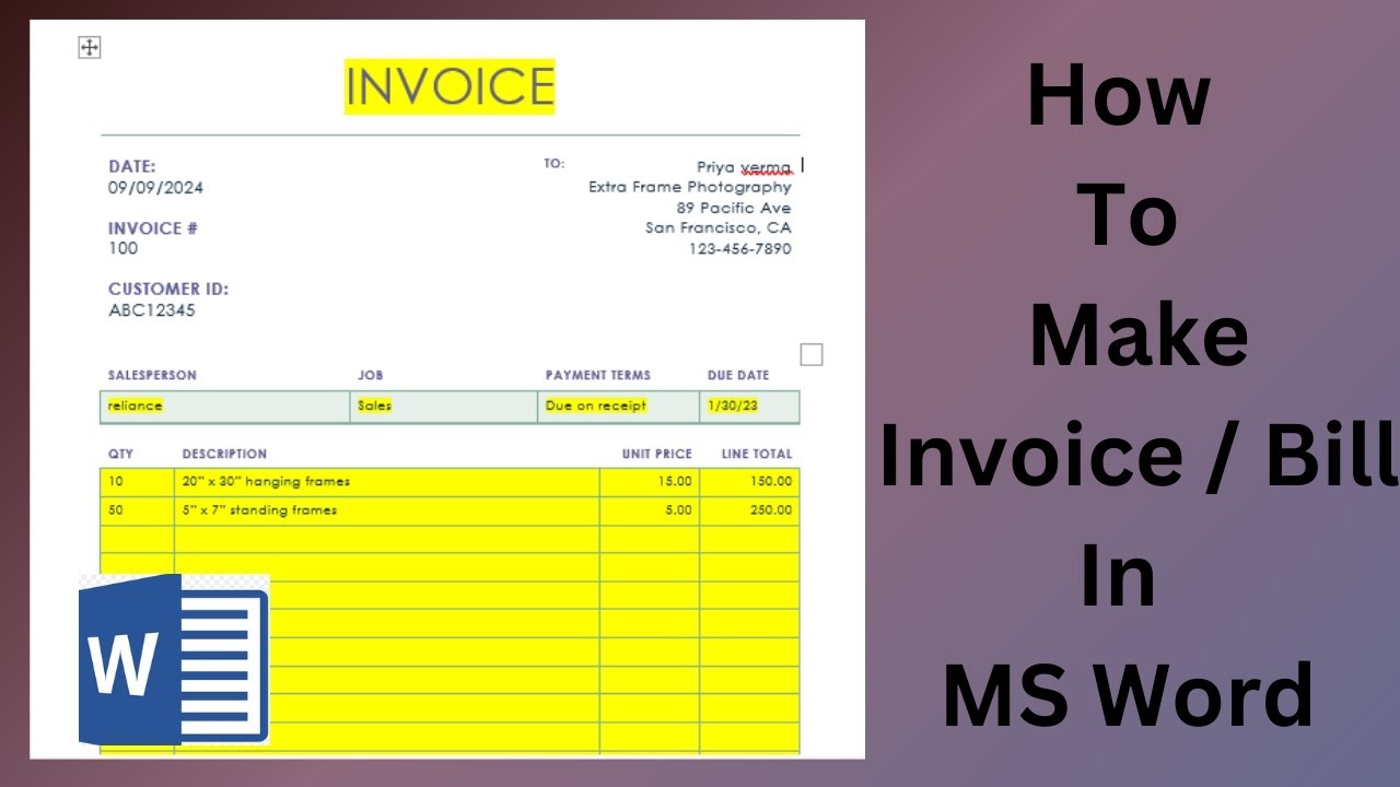 how-to-make-invoice-bill-in-ms-word-invoice-in-ms-word