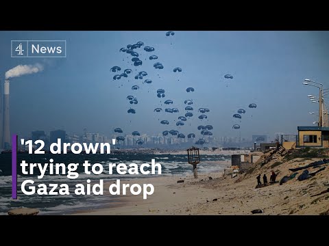 Gaza airdrop tragedy: 12 drown recovering aid from sea