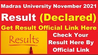 Madras University November 2021 Results (Declared) -Check UNOM Result Here