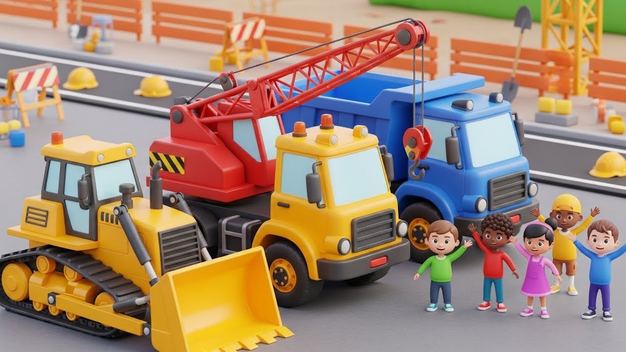 Big Construction Trucks ABC Song for Kids | ABC Song, Learning Letters & Nursery Rhymes 🚧🚜🔤🎶