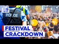 Police increase visibility at Melbourne music festival after mass overdoses | 9 News Australia