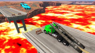 Cars Vs 🔥 Lava Open Bridge 🔥 #1 | BeamNG.Drive | BeamNG Royal