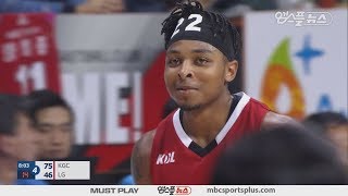 【HIGHLIGHTS】 QJ Peterson, H/L | KGC vs Sakers | 20180107 | 2017-18 KBL