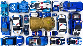 Infinity BLUE CAR TRANSFORMER: Police car, mosasaurus ROBOT Positive + AUTOBOT all Barricade fallen!