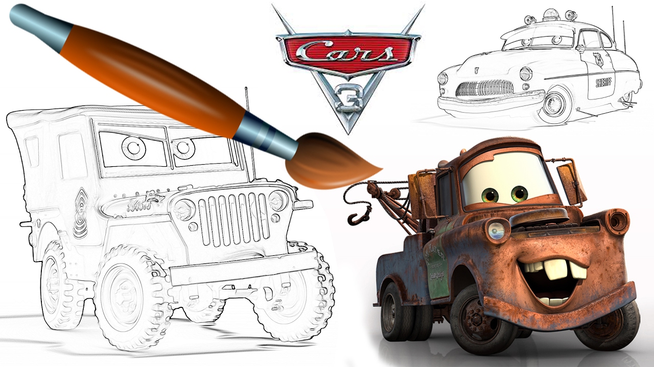 Download CARS Coloring Pages - MATERS Sheriff SARGE BOOK Video For ...