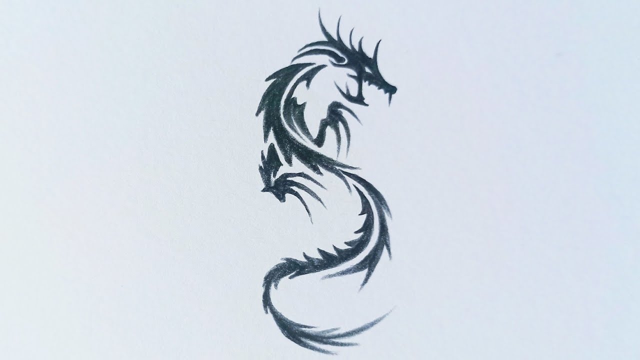 Drawing Beautiful Dragon Tattoo Vẽ Hình xăm Rồng đơn giản mà đẹp  YouTube