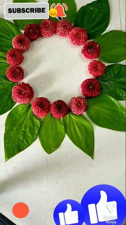 How to make a  Rangoli with leaves and flowers