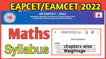 Ap eamcet 2022 Syllabus weightage|eamcet 2022 syllabus weightage ap|