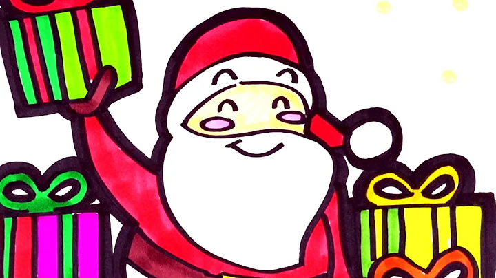 How to draw Santa and gift | Santa drawing tutorial for kids | Christmas Coloring page