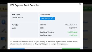 PCI Express Root Complex Shows Outdated And Is Not Updating