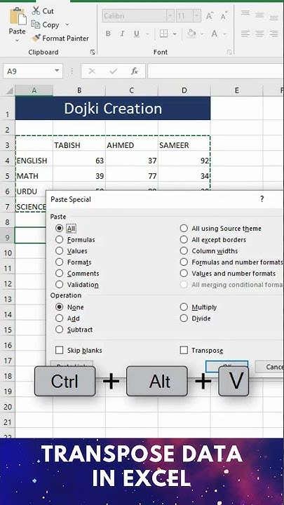 How To Transpose Data In Excel Using Excel Shortcut Keys - YouTube