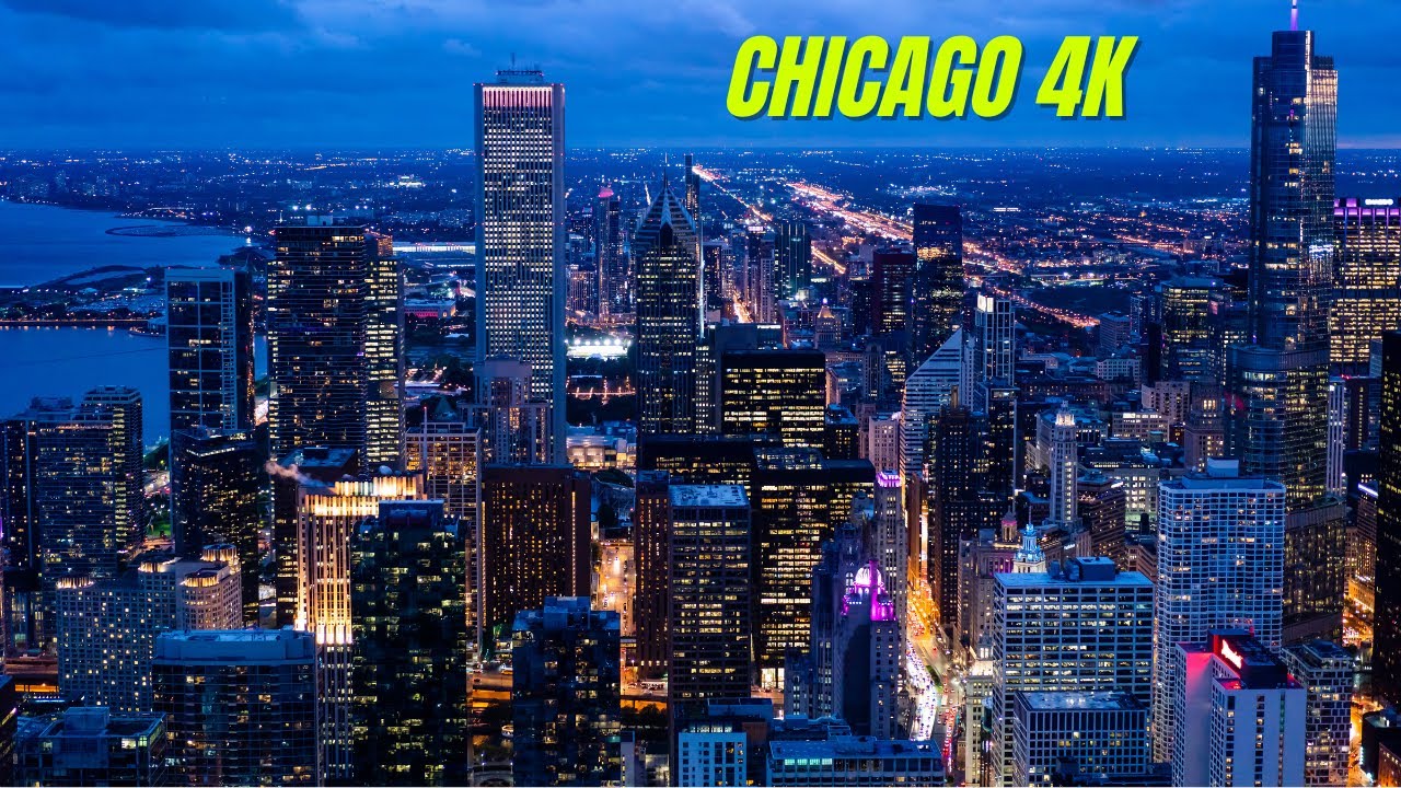 Chicago Night Drone 4k - Chicago By Night Drone Shots - Downtown Chicago