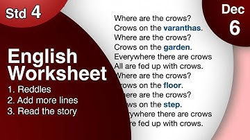 Class 4 English Worksheet December 6 itsvicters