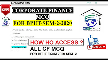 HOW TO ACCESS CFCORPORATE FINANCE IMPORTANT MCQ QUESTIONS FOR BPUT ONLINE EXAMINATION 2020