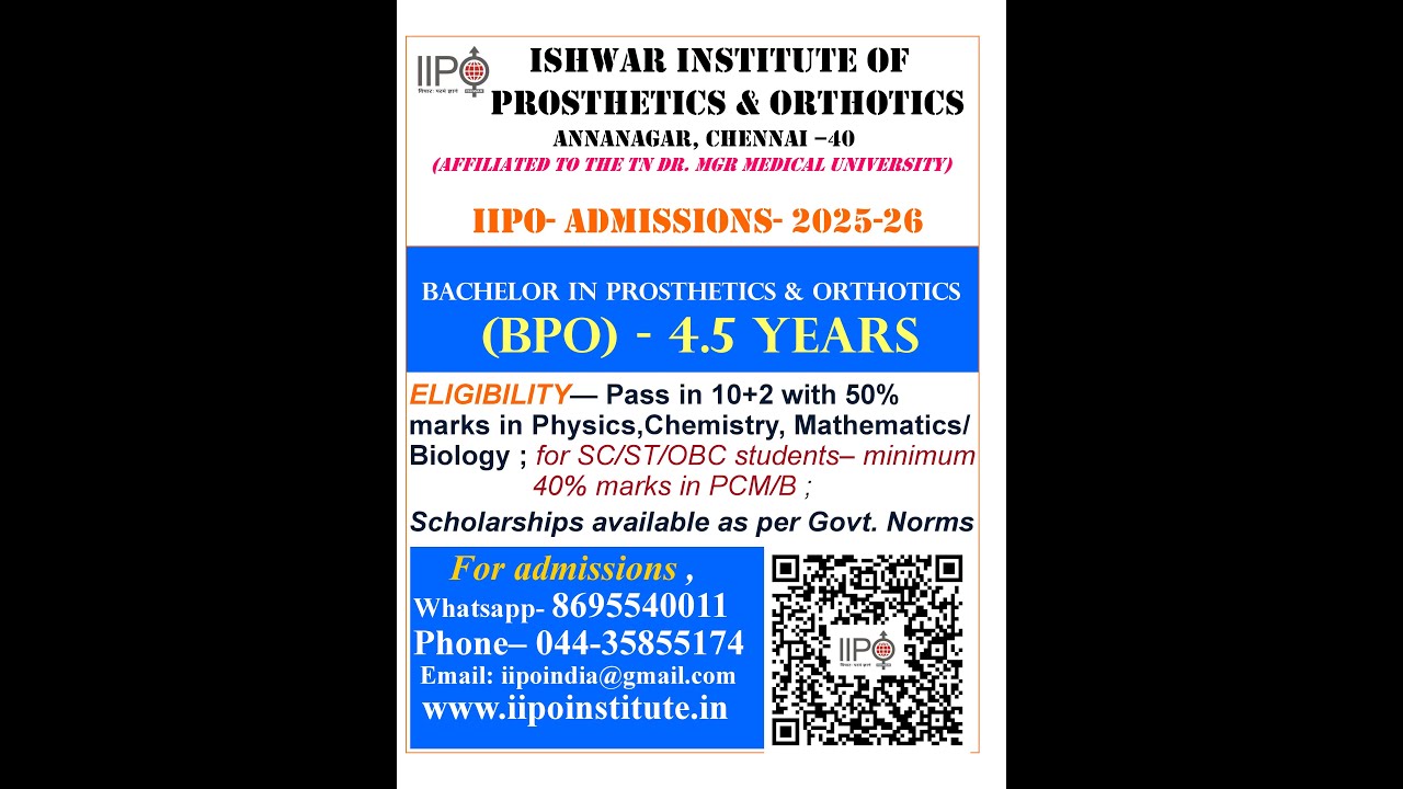 BPO Course - 2025 ADMISSION - ISHWAR Institute of Prosthetics & Orthotics