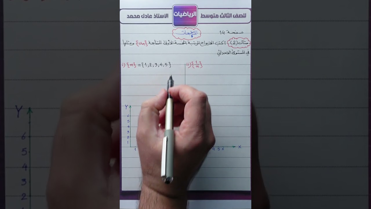 رياضيات الثالث متوسط المتتابعات صفحة 14 مثال 1 ومثال 2