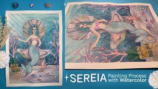 Sirena pintada con acuarela y guache | Sereia