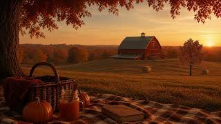 Autumn Sunset Picnic 🍂 | Peaceful Birds, Gentle Breeze & Fall Nature Sounds