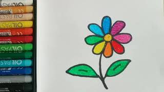 How to draw a rainbow flower. Easy fo kids. Как нарисовать радужный цветок. Легко детям.
