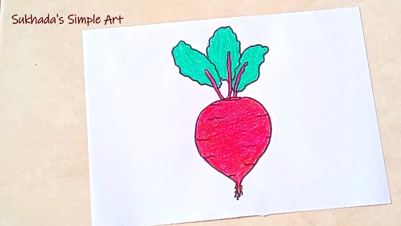 Beetroot drawing easy / how to draw beetroot / simple drawing ideas / vegetables drawing