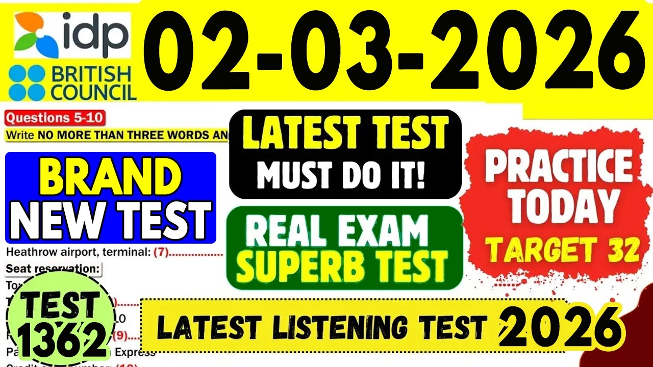 Практический тест IELTS по аудированию 2026 с ответами | 02.03.2026 | Тест № 1362