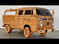 Wood Carving - Volkswagen Type 2 (1976) - Woodworking Art