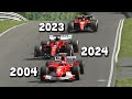 Ferrari f1 2024 pre season vs ferrari f1 2004 vs ferrari f1 2003 at  nordschelife