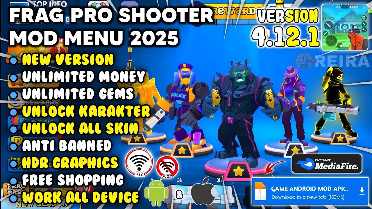 FRAG PRO SHOOTER MOD APK 4.12.1 Terbaru 2025 - Unlimited Everything & Unlock All Characters
