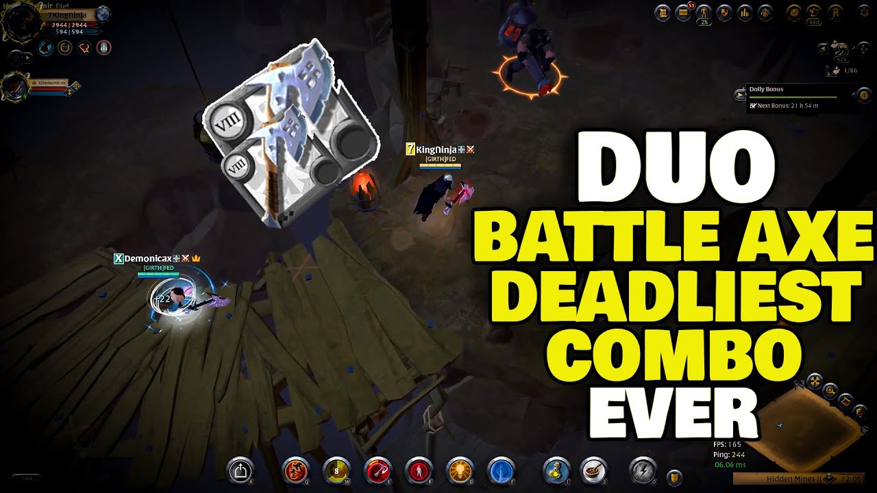 ALBION ONLINE DUAL BATTLE AXE COMBO「HIDDEN MINES」 「DEADLIEST COMBO EVER」BATTLEAXE.EXE