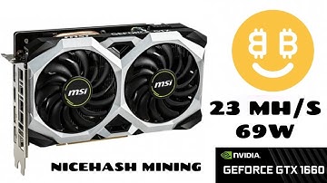 Nvidia GTX 1660 6GB | Mining with Nicehash | 23 mh/s 69W