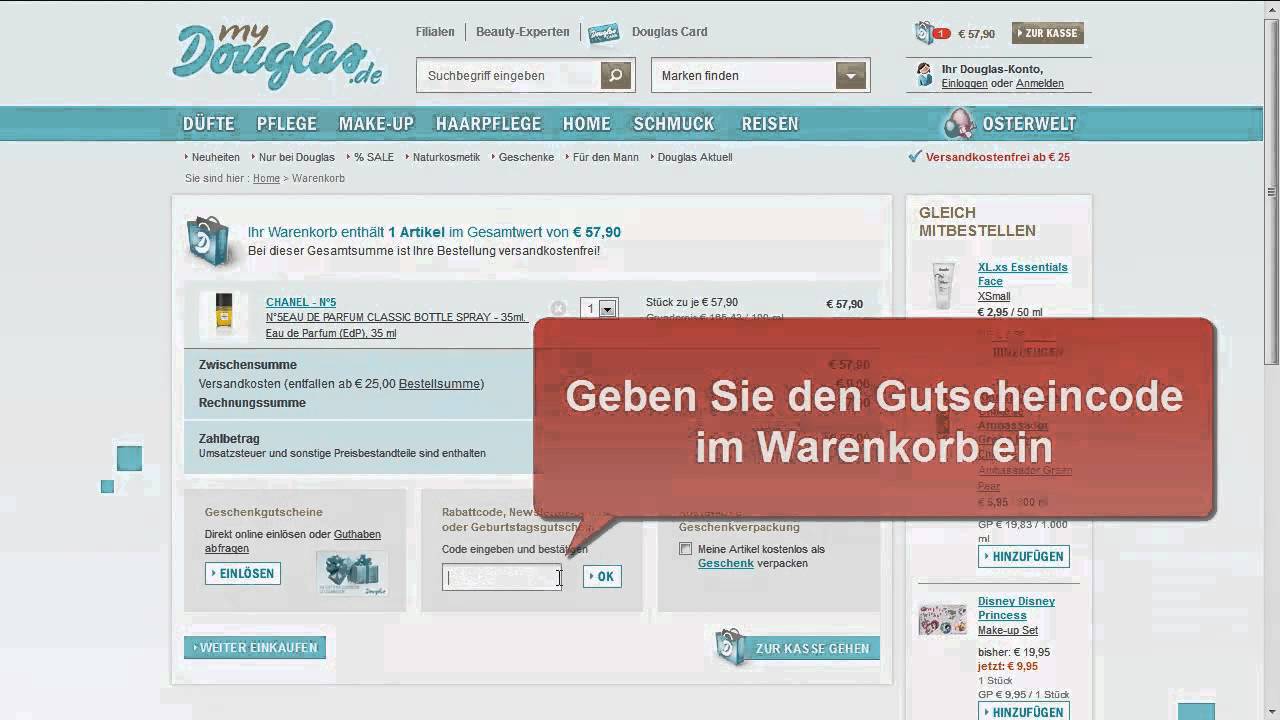 Video-Anleitung: Wie löse ich einen Douglas Gutschein ein?
