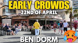 Benidorm - Busy Levante Beach, Early Crowds & HOT Weather! 🥵🏖️