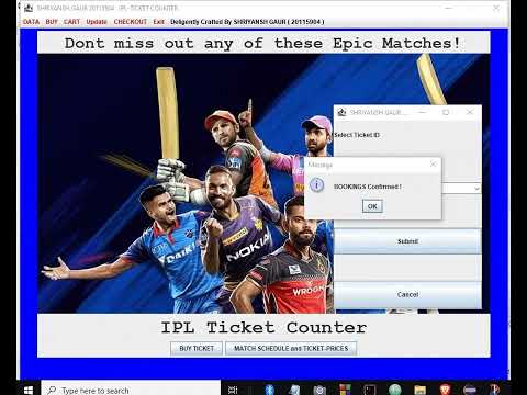 IPL ticket booking desktop application using Java Swing for Graphical User Interface /Java Core