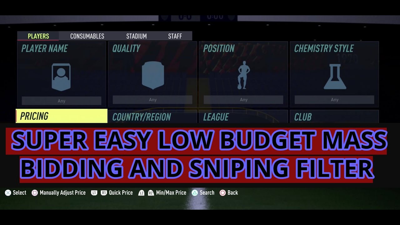 FIFA 22 TRADING TIPS - SUPER EASY LOW BUDGET MASS BIDDING AND SNIPING FILTER - MAKE 50K+ AN HOUR