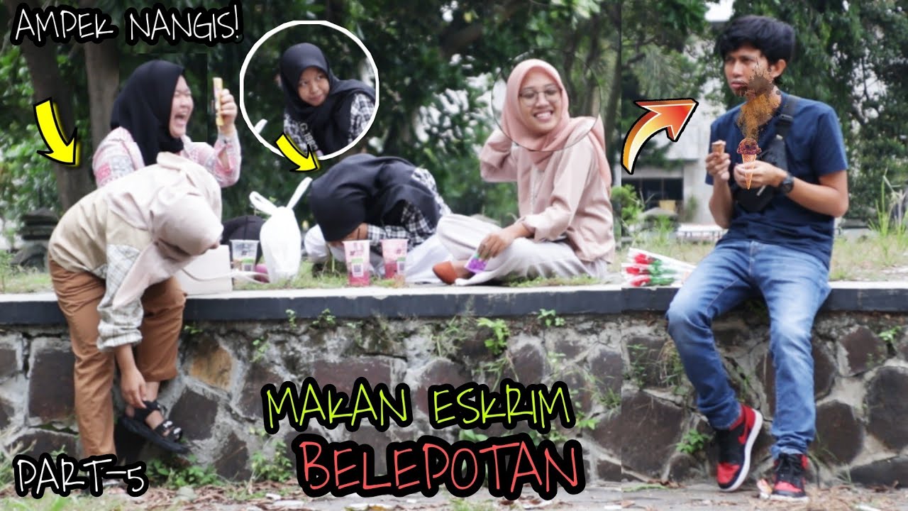 MAKAN ESKRIM BELEPOTAN DIDEPAN CEWEK NGUMPUL - Part5