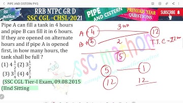 Pipe A can fill a tank in 4 hours and pipe B can fill it in 6 hours.If they are opened on alternate