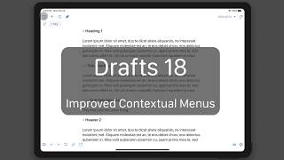 Drafts 18, expanded contextual menu support