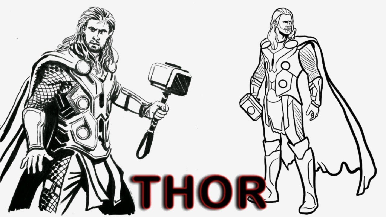 How to Draw Thor Drawing | Easy Thor Sketch Holding Hammer Full Body