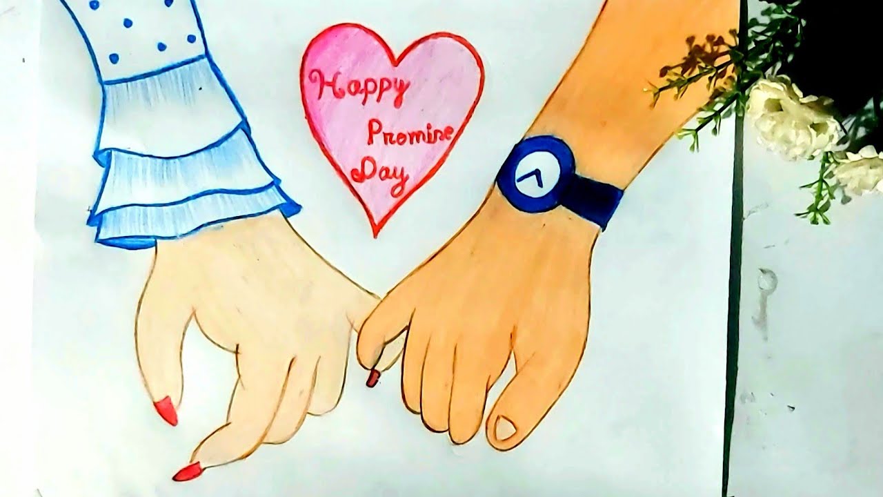 How to draw holding hands || Happy Promise day || Promise day drawing ...